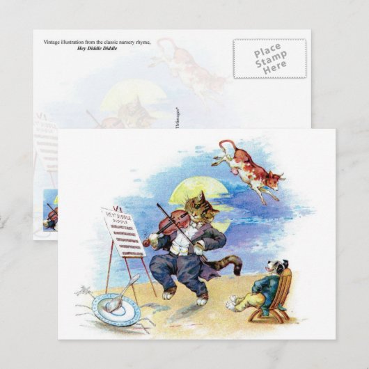 Hey Diddle Diddle Kinderzimmer Rhyme Postkarte (Vorne/Hinten)