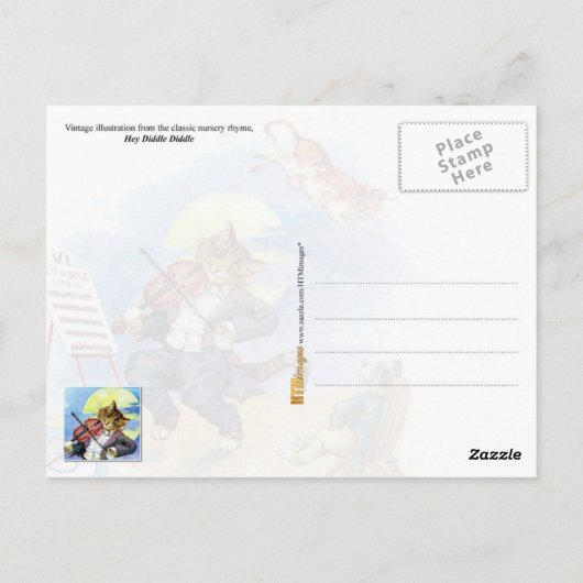 Hey Diddle Diddle Kinderzimmer Rhyme Postkarte (Rückseite)