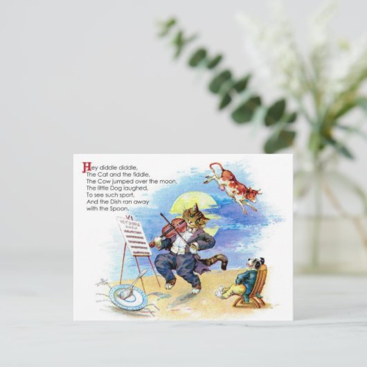Hey Diddle Diddle Kinderzimmer Rhyme Postkarte (Stehend Vorderseite)