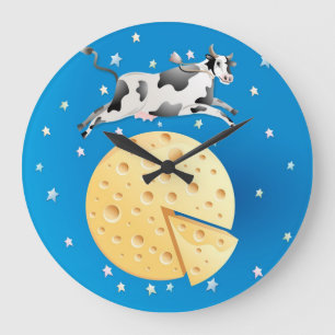Hey Diddle Diddle, Kuh sprang über die Monduhr Große Wanduhr