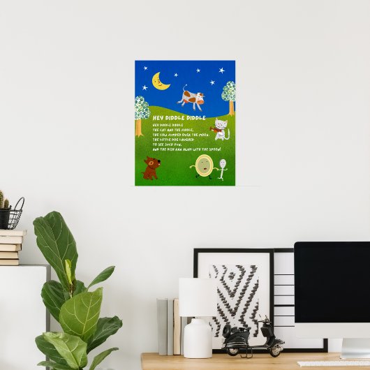 Hey Diddle Diddle Nursery Rhyme Classroom Poster (Heimbüro)