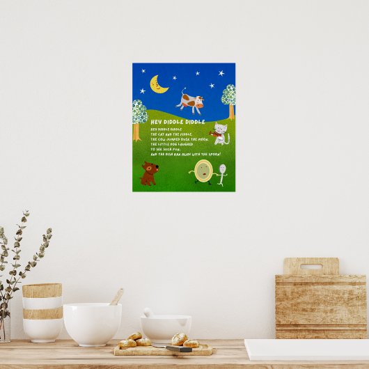 Hey Diddle Diddle Nursery Rhyme Classroom Poster (Küche)