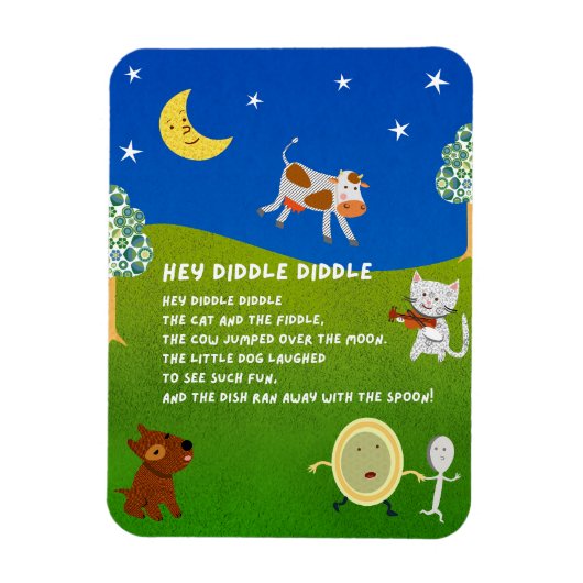 Hey Diddle Diddle Nursery Rhyme Magnet (Vertikal)