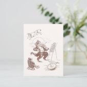 Hey Diddle Diddle Vintag Illustration Postkarte (Stehend Vorderseite)