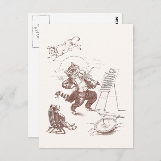 Hey Diddle Diddle Vintag Illustration Postkarte (Vorne/Hinten)