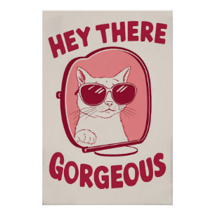 Hey, dort herrlich - Fun Cat mit Sonnenbrille Post Poster