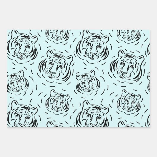 Hey, dort Tiger Muster Trio Packung Papierblätter Geschenkpapier Set (Vorderseite 3)