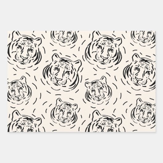 Hey, dort Tiger Muster Trio Packung Papierblätter Geschenkpapier Set (Vorderseite 2)