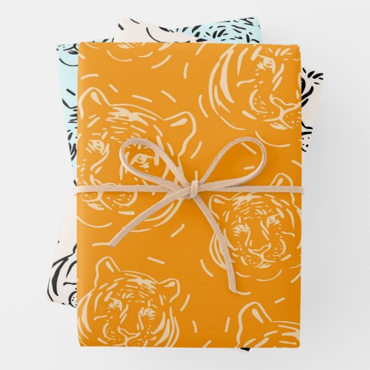 Hey, dort Tiger Muster Trio Packung Papierblätter Geschenkpapier Set (Beispiel)