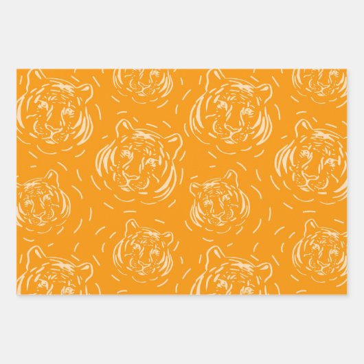 Hey, dort Tiger Muster Trio Packung Papierblätter Geschenkpapier Set (Vorderseite)