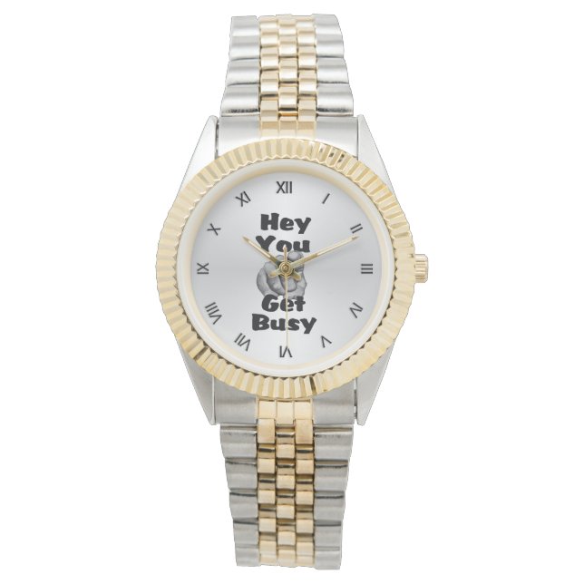 Hey, du bist beschäftigt Finger Silver Armbanduhr (Vorderseite)