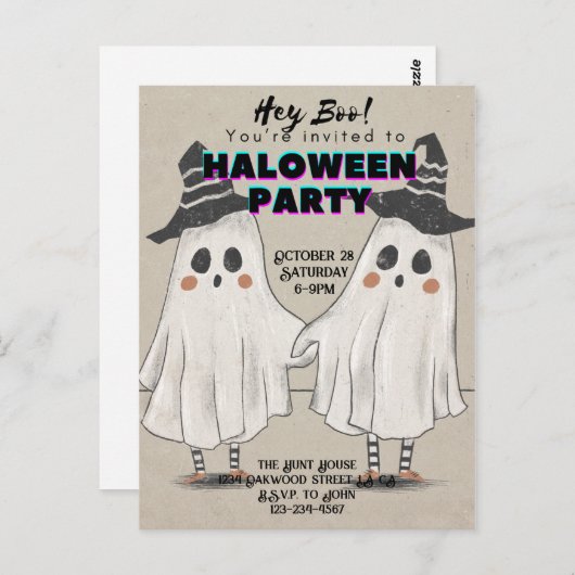 Hey, du bist eingeladen zwischen Postkarte (Vorne/Hinten)