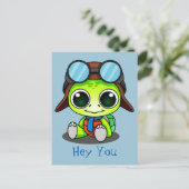 Hey, du Niedlich Cartoon Turtle in Aviator Hat Postkarte (Stehend Vorderseite)