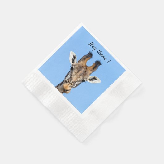 Hey, es lustiges Giraffe-Foto mit Text Serviette (Ecke)