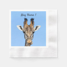 Hey, es lustiges Giraffe-Foto mit Text Serviette