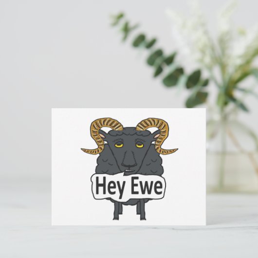 Hey Ewe Funny Sheep Pun Postkarte (Stehend Vorderseite)