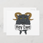 Hey Ewe Funny Sheep Pun Postkarte (Vorne/Hinten)