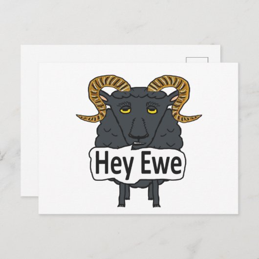 Hey Ewe Funny Sheep Pun Postkarte (Vorne/Hinten)
