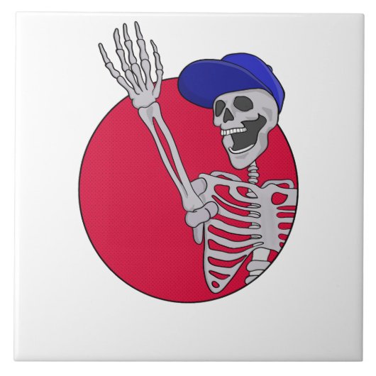 Hey Friends Cool und Funny Skeleton Fliese (Vorderseite)