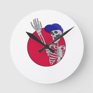 Hey Friends Cool und Funny Skeleton Runde Wanduhr