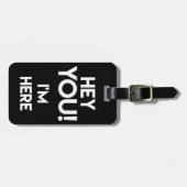 Hey! - Funny Black and White Bag Achtung Gepäckanhänger (Vorderseite horizontal)