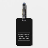 Hey! - Funny Black and White Bag Achtung Gepäckanhänger (Rückseite vertikal)