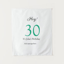 Hey Geburtstag 30 Grün Schwarz fett gedruckte Buch Wandteppich