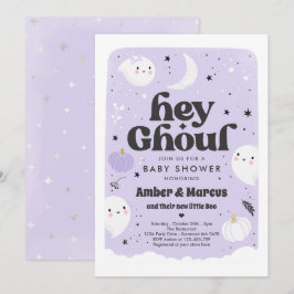 Hey Ghoul Lila Girl Ghost Baby Shower Einladung