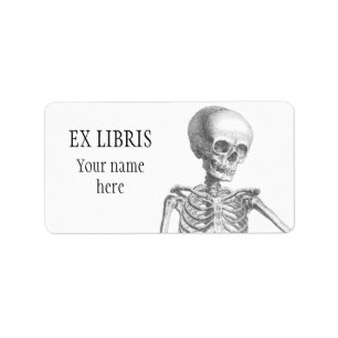 Hey Girl Vintage-Skelett-Exlibris Adressaufkleber