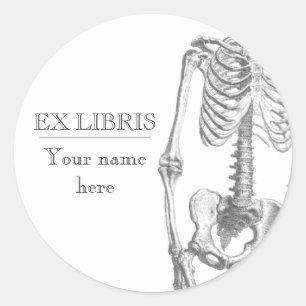 Hey Girl Vintage-Skelett-Exlibris Runder Aufkleber
