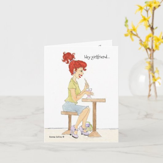 Hey Girlfriend Note Card Karte (Gelbe Blume)