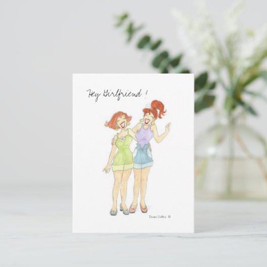 Hey Girlfriend Postcard Postkarte (Stehend Vorderseite)