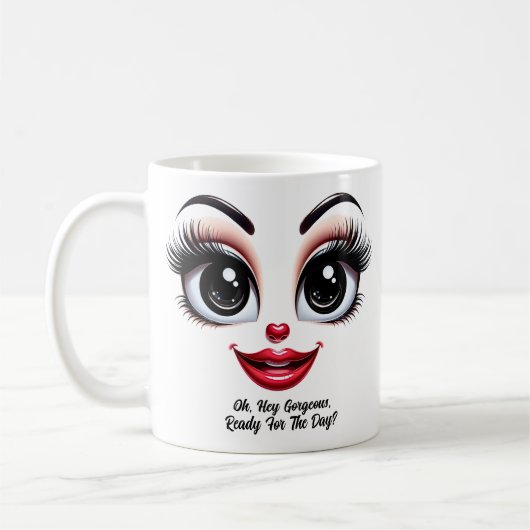 Hey Gorgeous, Fabulous Eyes Funny Face Kaffeetasse (Links)