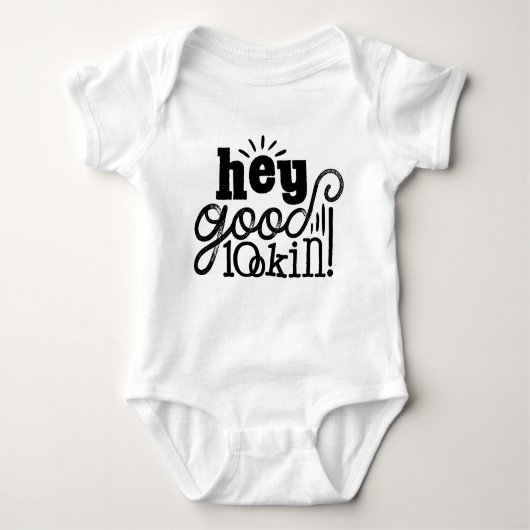 Hey guter Blick Typografisches Zitat Kunst Design Baby Strampler (Vorderseite)