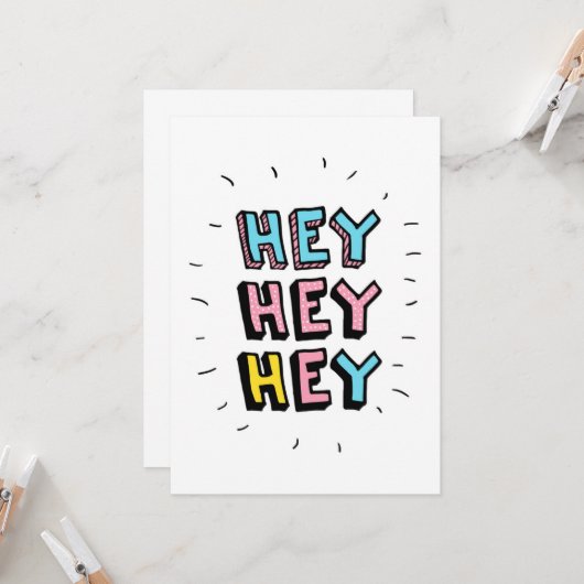 Hey Hey Karte (Vorderseite/Rückseite Beispiel)