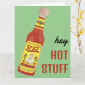 HEY HOT STUFF scharfe Hot Sauce Niedliche Katze Va Karte (Gelbe Blume)