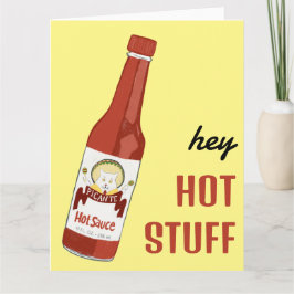 HEY HOT STUFF Spicy Hot Sauce Cat Maracas Liebe Karte