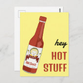 HEY HOT STUFF Spicy Hot Sauce Cat Maracas Liebe Postkarte (Vorne/Hinten)