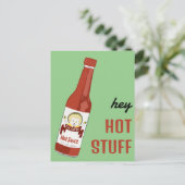 HEY HOT STUFF Spicy Hot Sauce Cat Maracas Liebe Postkarte (Stehend Vorderseite)