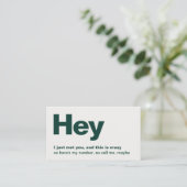 Hey, I Just Met You Fun Modern Dating Call Me Visitenkarte (Stehend Vorderseite)