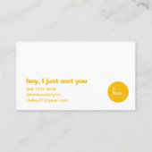 Hey, ich habe dich nur getroffen | Fun Yellow Vera Visitenkarte (Rückseite)