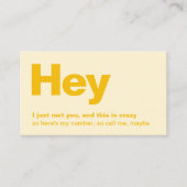 Hey, ich habe dich nur getroffen | Fun Yellow Vera Visitenkarte (Vorderseite)