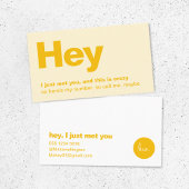 Hey, ich habe dich nur getroffen | Fun Yellow Vera Visitenkarte