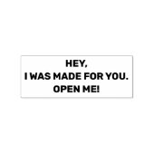 Hey, ich wurde für dich gemacht, öffne mich, Packa Gummistempel (Prägung)