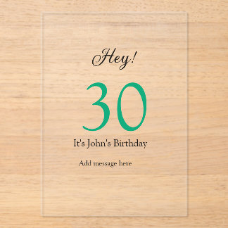 Hey it's 30th birthday green black bold letter nam acryleinladungen