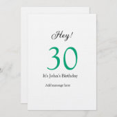 Hey it's 30th birthday green black bold letter nam einladung (Vorne/Hinten)