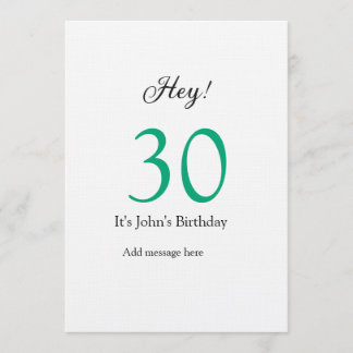 Hey it's 30th birthday green black bold letter nam einladung