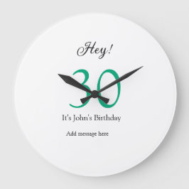 Hey it's 30th birthday green black bold letter nam große wanduhr