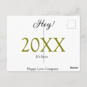 Hey it's new year add year gold black simple. Mini Postkarte (Rückseite)