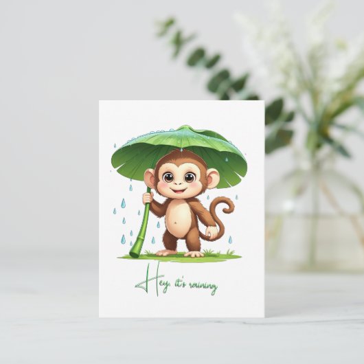 Hey' It's Raining Postkarte (Stehend Vorderseite)